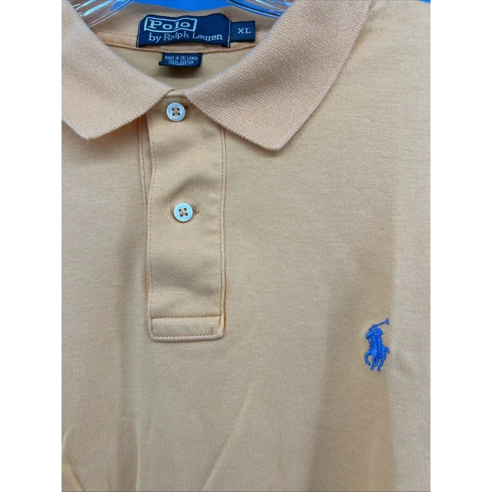 Polo by Ralph Lauren‎ Polo Shirt Men's XL Orange Short Sleeve Collared Blue Pony